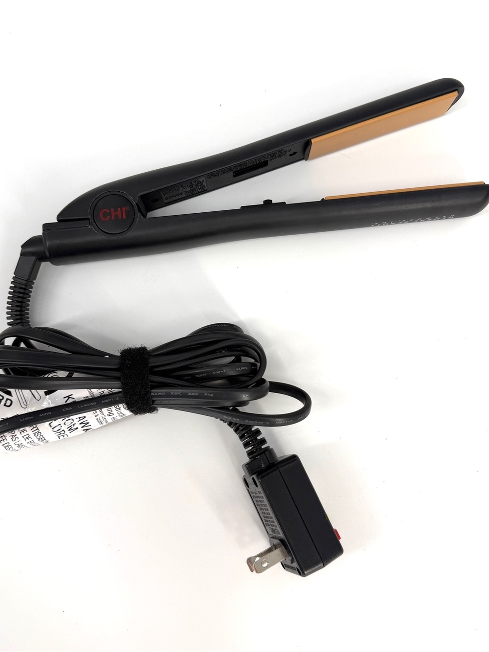 CHI GF1001 1” Ceramic Flat Iron Hair Straightener Black Gold Tested Working